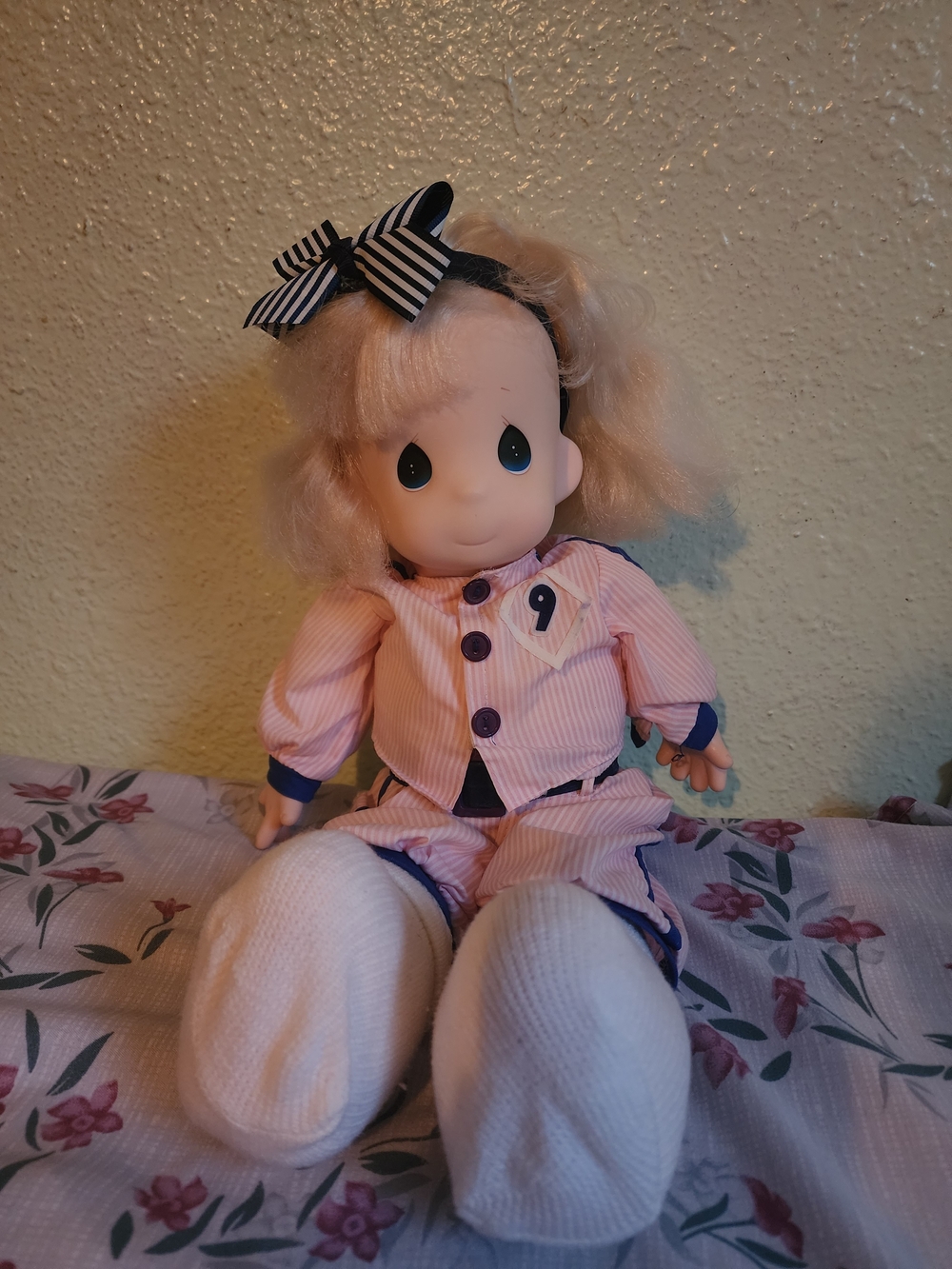 Precious Moments Pink Plush Doll with Striped Bow